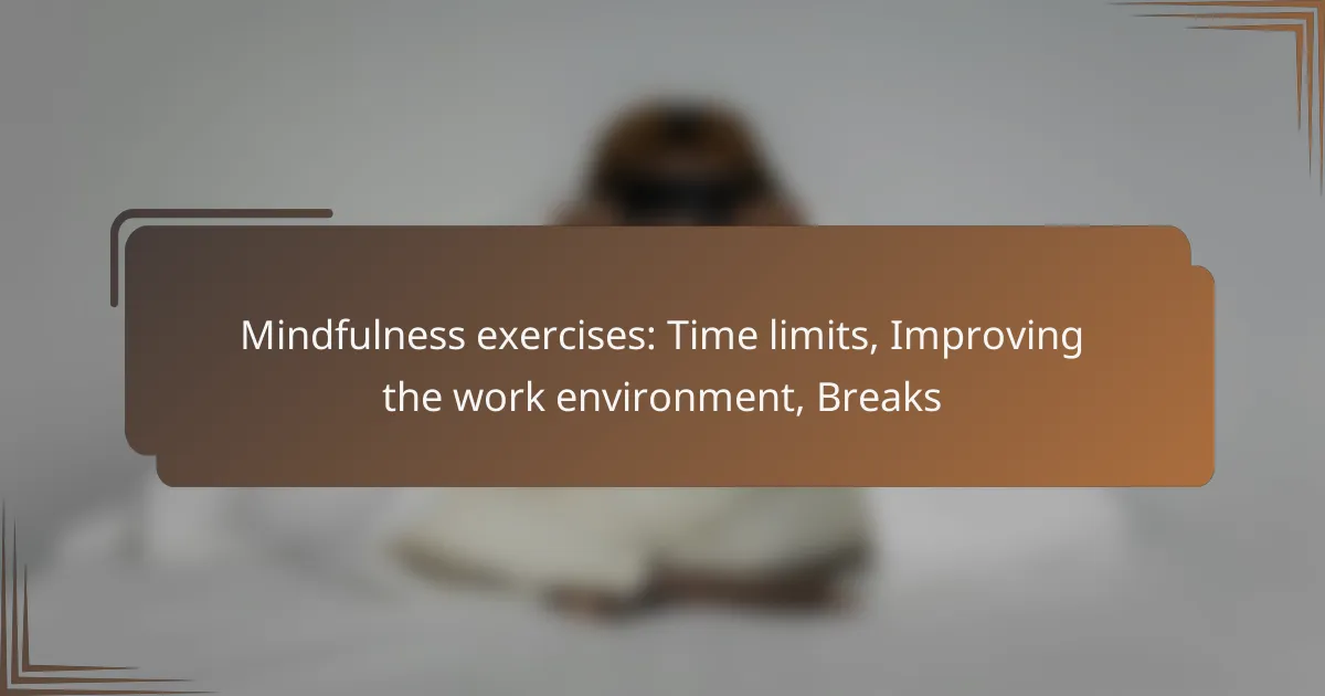 Mindfulness exercises: Time limits, Improving the work environment, Breaks