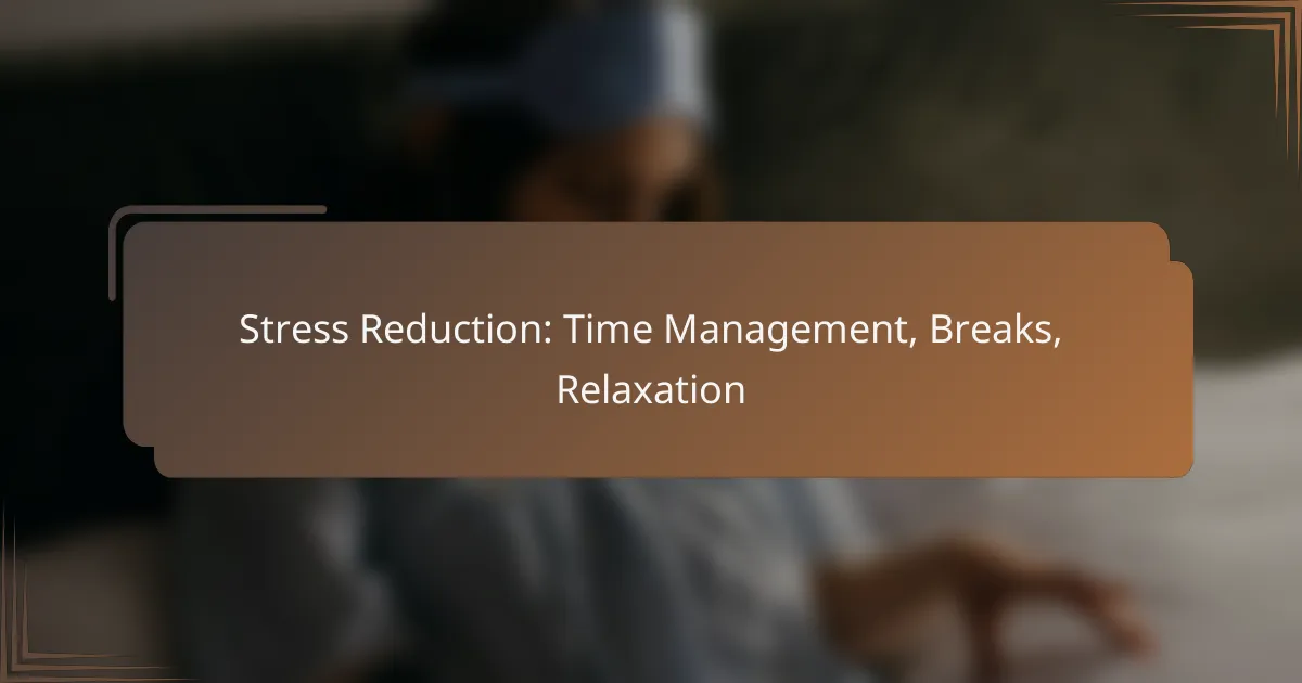 Stress Reduction: Time Management, Breaks, Relaxation