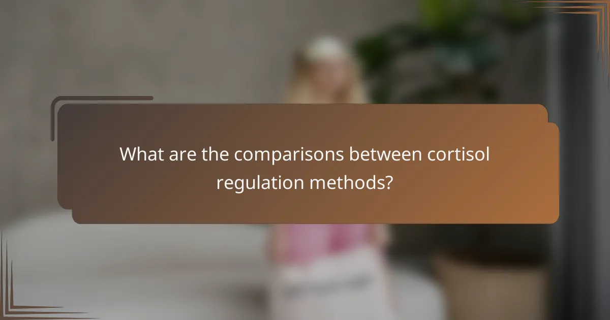 What are the comparisons between cortisol regulation methods?