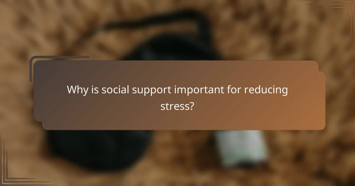 Why is social support important for reducing stress?